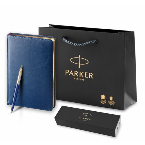 parker 1902662 шариковая ручка jotter k160 blue gt Подарочный набор: Parker Jotter K160, цвет: Blue/GT и ежедневник синий недатированный