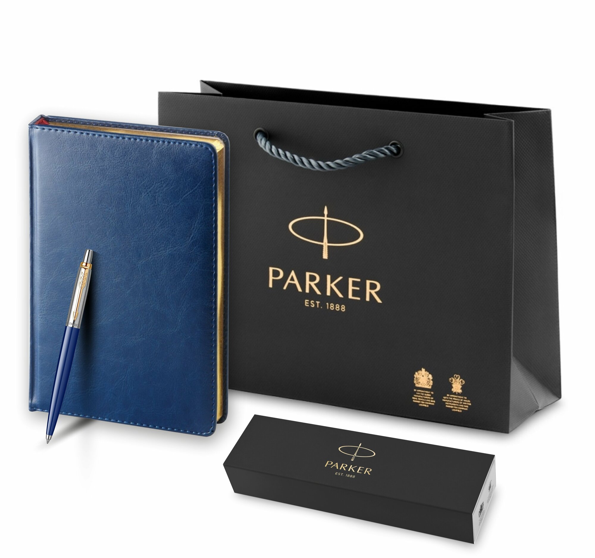 Подарочный набор: Parker Jotter K160, цвет: Blue/GT и ежедневник синий недатированный