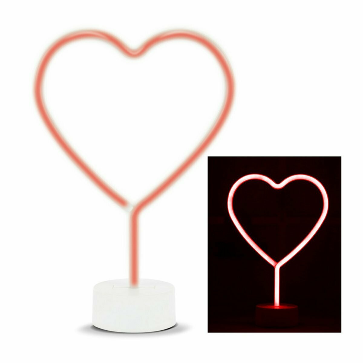 Романтический светильник- ночник неоновое Сердце, светодиодный, красный свет