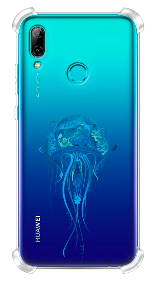 Противоударный силиконовый чехол на Huawei P Smart 2019 / Хуавей П Смарт 2019 с рисунком Голубая медуза