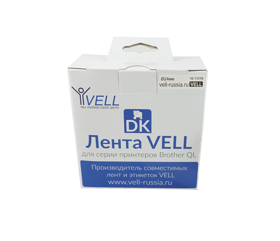 Лента Vell VL-B-DK 11218 (Brother DK11218), черная на белом, 24 мм х 24 мм, для QL570/710W/720NW/800/810W/820NW {VL-11218}