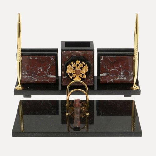 Изображение товара Настольный набор "Офисный" с гербом РФ из камня креноид 126819