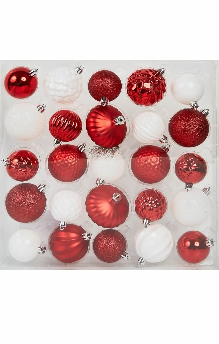Набор новогодних шаров Christmas 5-6 см полистирол цвет красный 25 шт.