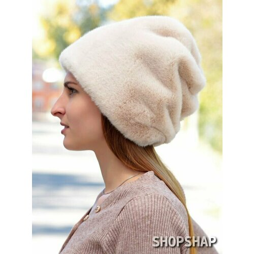 шапка женская незнакомка мех норки Шапка ShopShap Шапка Shopshap Ассоль, размер 59, бежевый