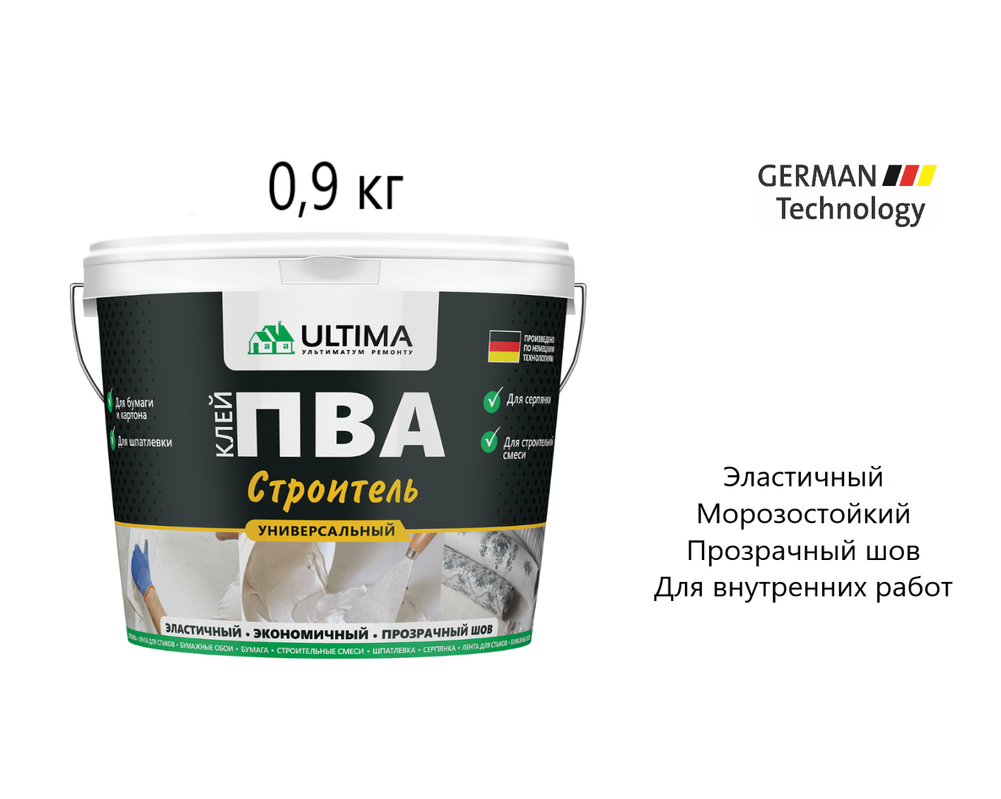 фото Клей ПВА ULTIMA строитель универсальный 0,9 кг