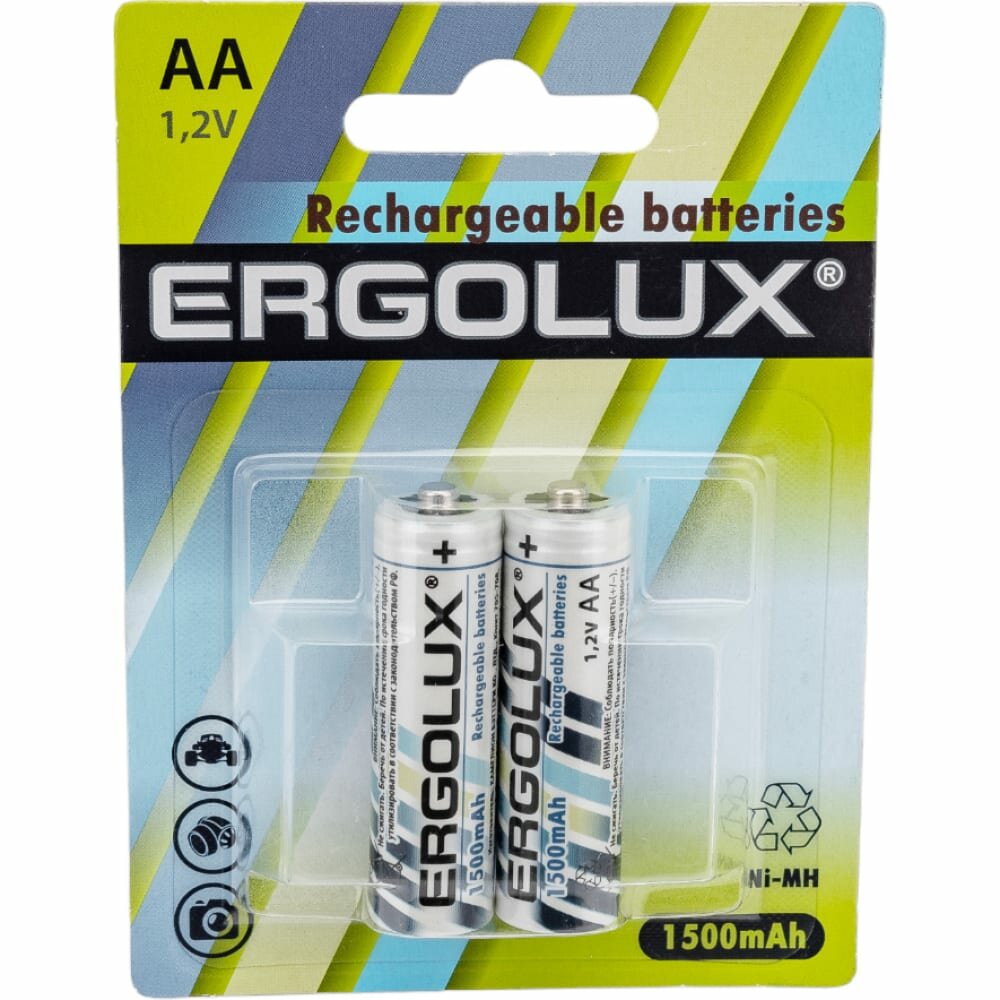 Батарейки Ergolux Ni-MH Rechargeable АА 2шт - фото №2