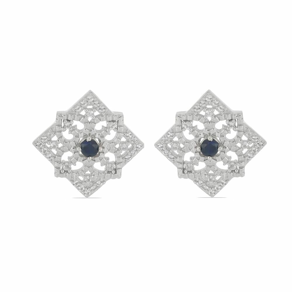 Серьги из серебра 925 сапфиром и Топазом