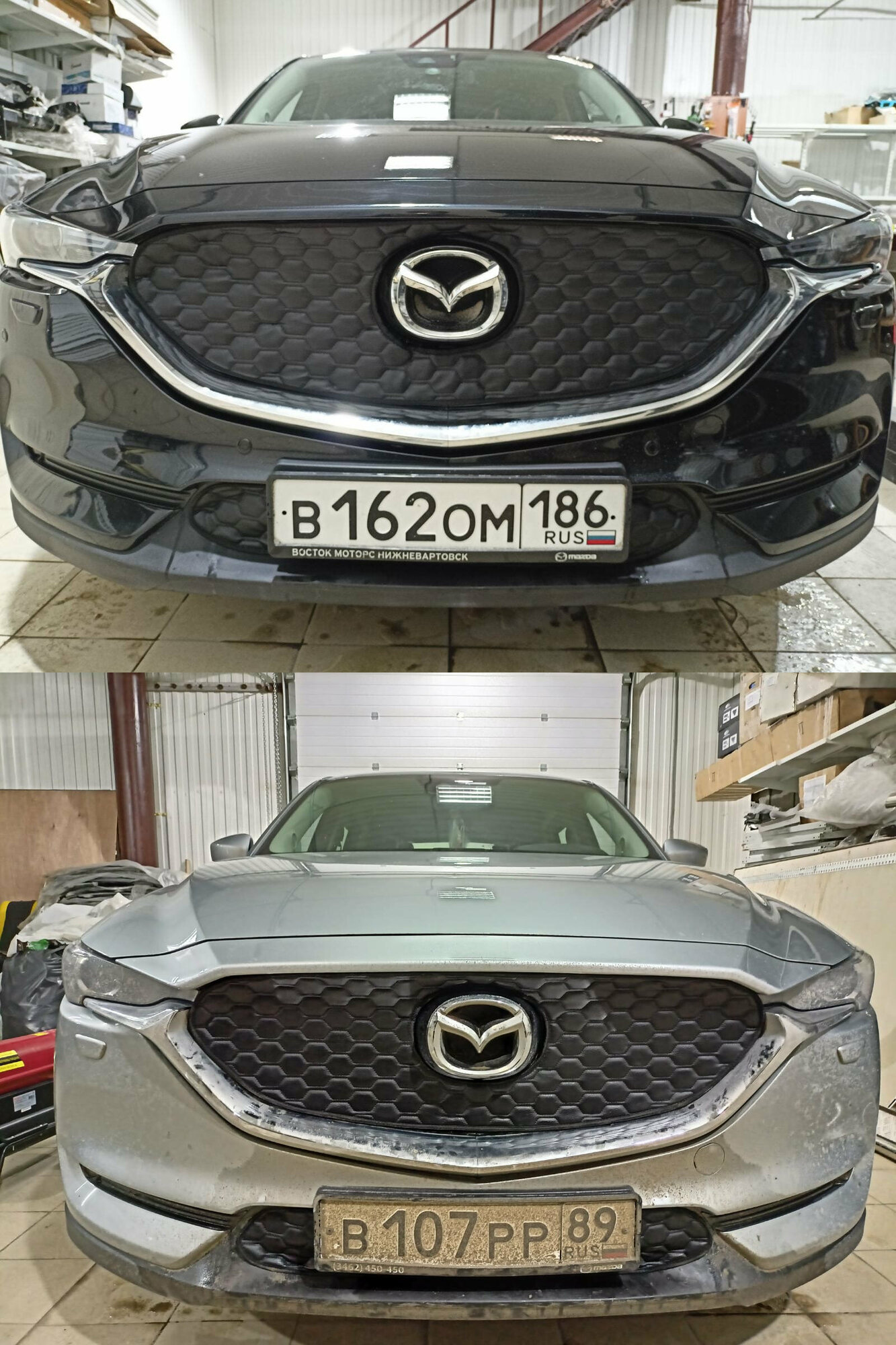 Утеплитель радиатора(Верхний без камеры)для Mazda CX-5 2017 - н. в. II Строчка чёрная Дизайн Сота