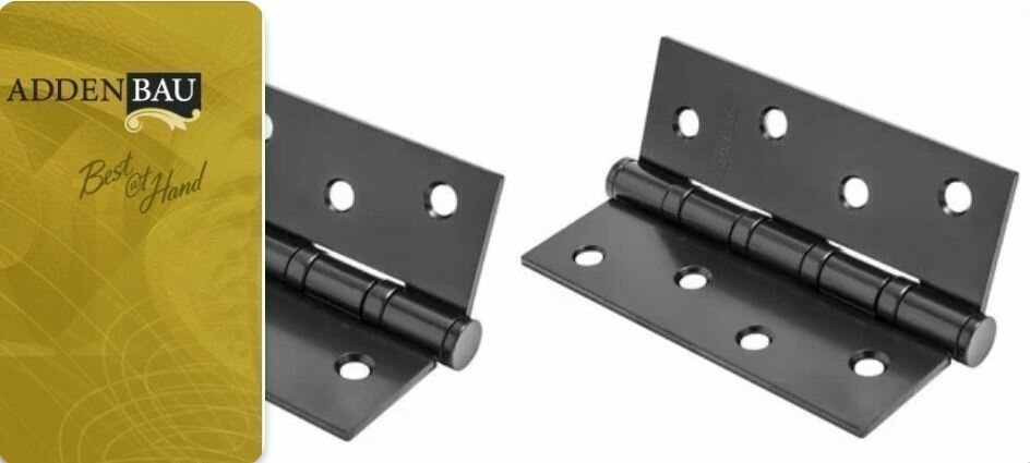 фото Петли дверные Универсальные врезные на 4-х подшипниках ADDEN BAU, 4ВВ, 100х70х2,5 BLACK (Чёрные) комплект из 2 шт.