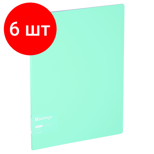 папка с 10 вкладышами berlingo soft 9мм 600мкм ниагара Комплект 6 шт, Папка с 10 вкладышами Berlingo Haze, 9мм, 600мкм, с внутр. карманом, мятная, софт-тач