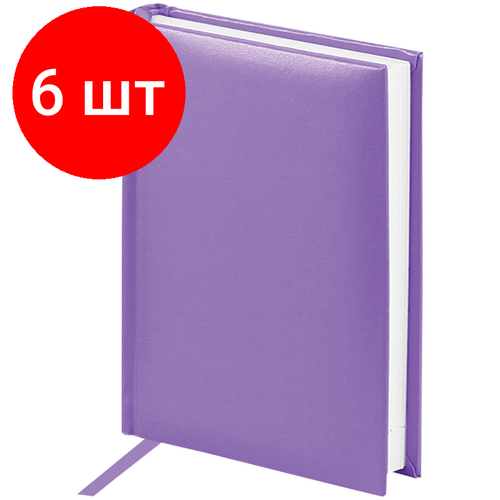 Комплект 6 шт, Ежедневник недатированный, А6, 160л, балакрон, OfficeSpace Ariane, сиреневый ежедневник недатированный a6 160л officespace ariane синий