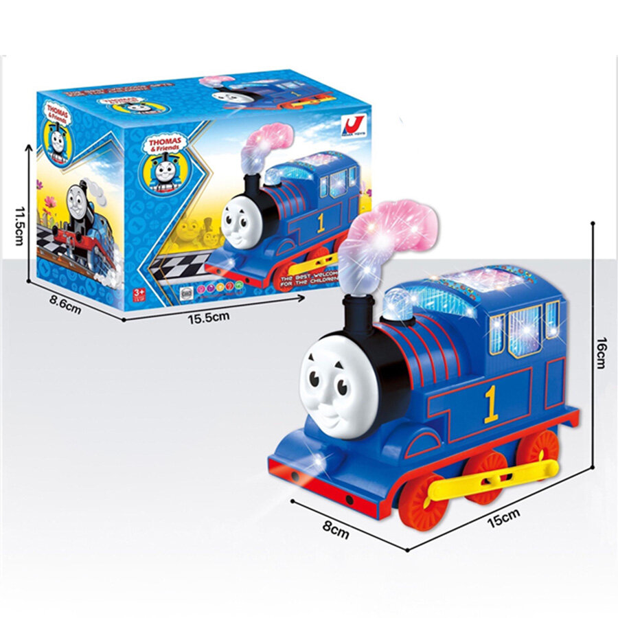 Паровозик Томас / интерактивная игрушка / 15 см, синий, свет звук, движение 360*