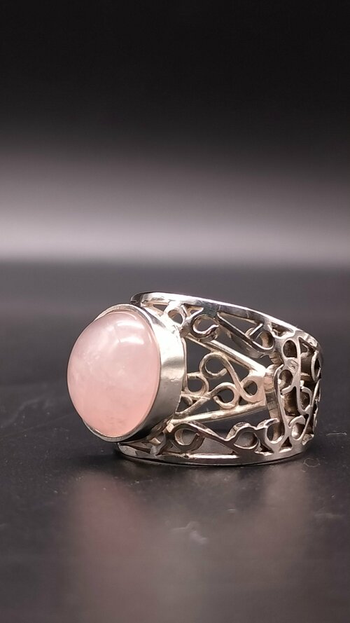 Перстень, серебро, 925 проба, кварц, размер 17.75, розовый