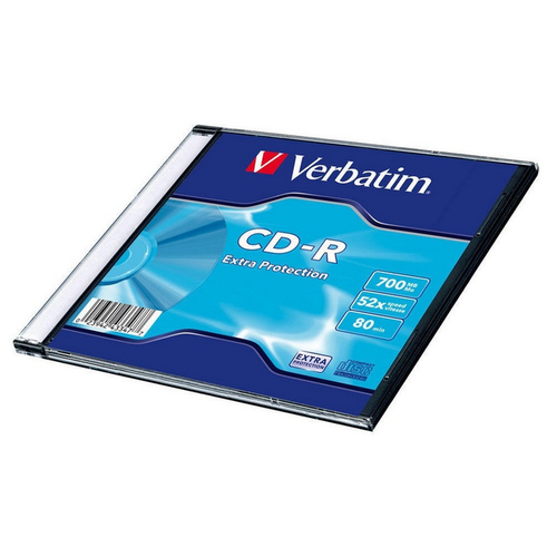 CD-R Verbatim Носители информации CD-R, 52x, Verbatim Extra Protection, Slim/1, 43347 диск cd r verbatim 43439