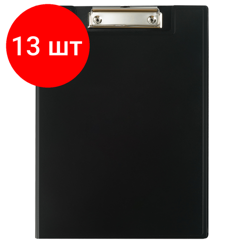 Комплект 13 шт, Папка-планшет с зажимом СТАММ А4, 1500мкм, пластик, черный папка планшет inформат а4 до 70 листов пластик с зажимом черный