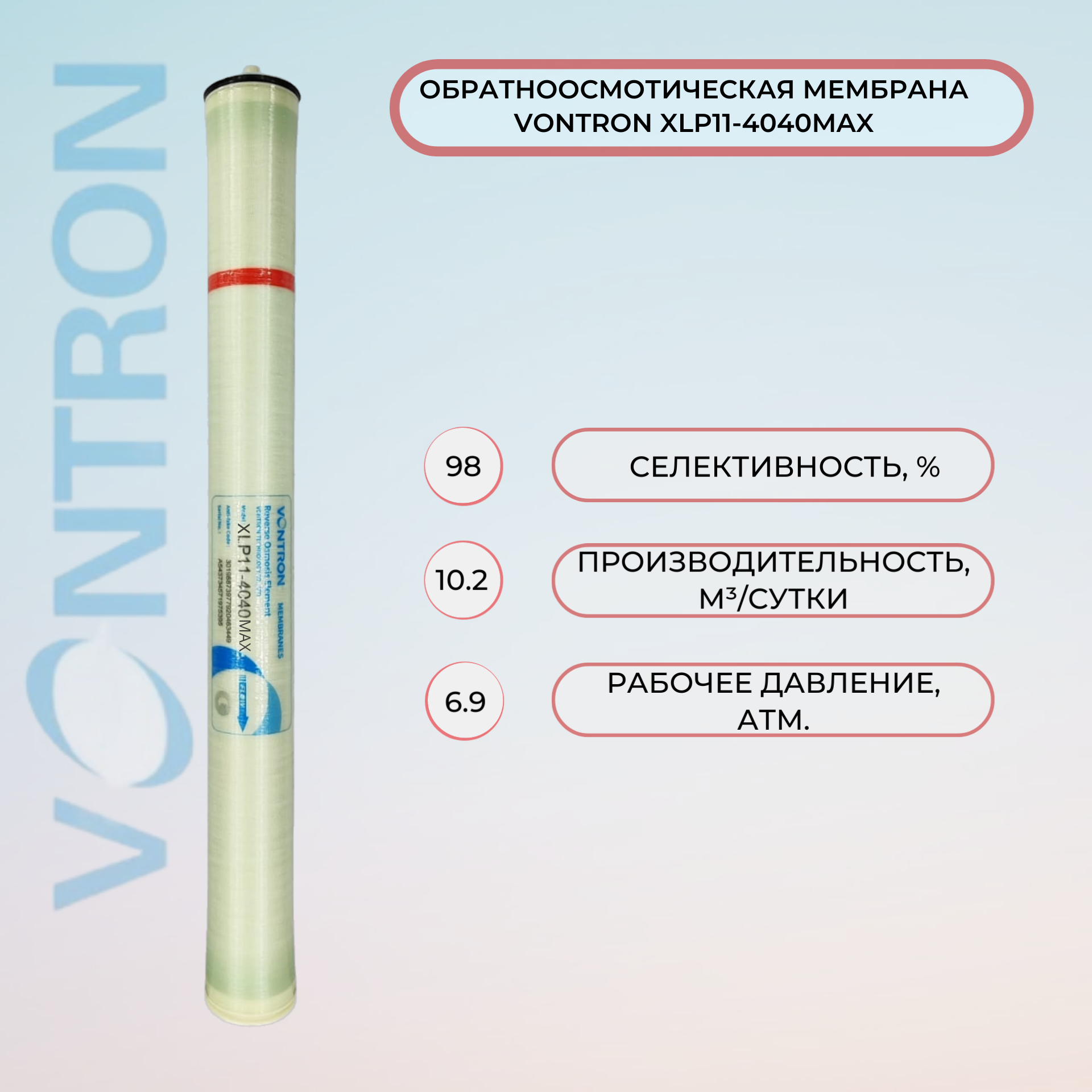 Мембрана Vontron XLP11-4040 MAX для фильтрации воды