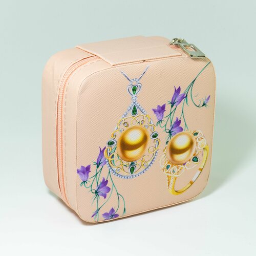 Дорожная шкатулка для украшений; шкатулка для хранения украшений, 10см х10см