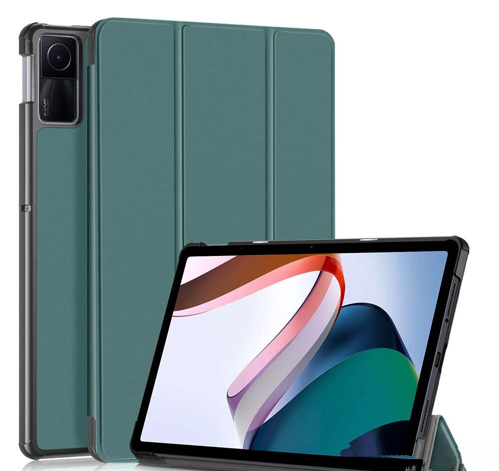 Чехол-обложка MyPads для Xiaomi Redmi Pad SE ультратонкий, трансформируется в подставку, автоблокировка экрана, пластиковый, зеленый
