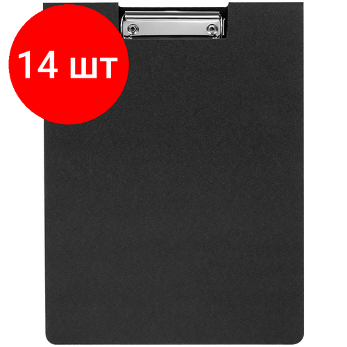 Комплект 14 шт, Папка-планшет с зажимом OfficeSpace А4, 1800мкм, пластик (полифом), черный