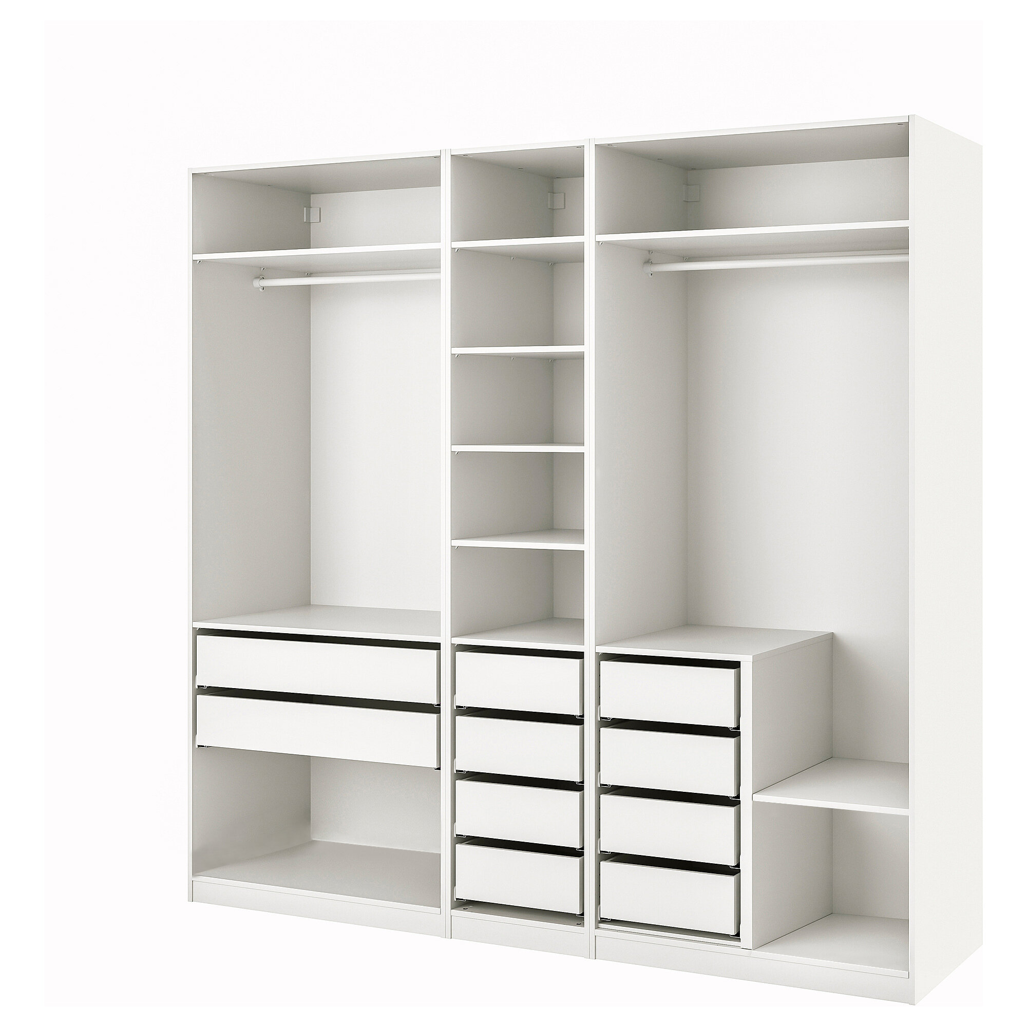 фото Гардероб Пакс PAX IKEA (комбинация) с 10 ящиками 250x58x236 см белый