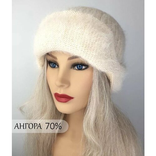 фото Шапка , размер 52/56, бежевый barhatiglam