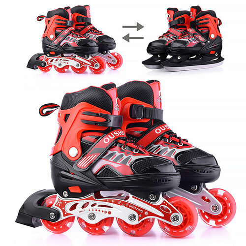 фото Набор детский 2в1 00-1369 (коньки + ролики) размер m кнр