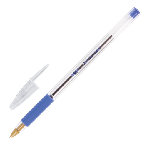 Ручка шариковая с грипом BEIFA (Бэйфа), синяя, корпус прозрачный, узел 0,7 мм, линия письма 0,5 мм, AA999-BL, 50 штук в упаковке