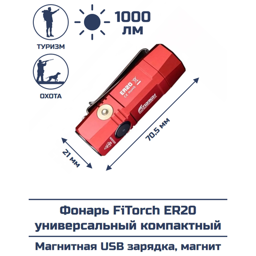 фото Фонарь fitorch er20 универсальный компактный (красный)