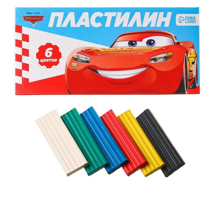 Пластилин 6 цветов 90 г , Тачки