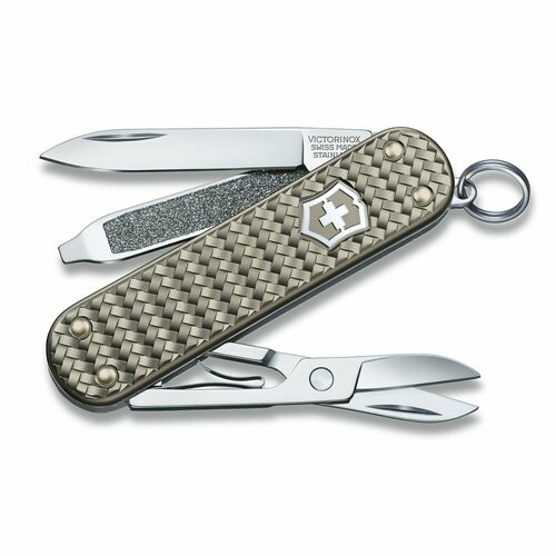 фото Нож-брелок victorinox classic sd precious alox "infinite grey", 58 мм, 5 функций, серый