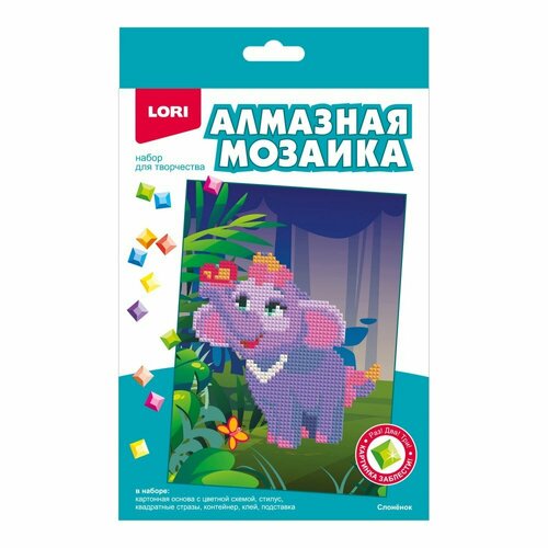 фото Набор для творчества lori алмазная мозаика слонёнок (неполное заполнение) 15*20 детская россия