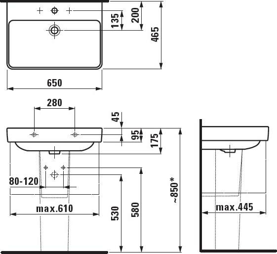 Раковина Laufen Pro S 8.1096.4.000.104.1 65 см