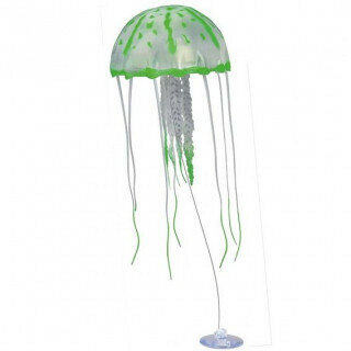 Декор Медуза из силикона для аквариума, плавающая. Цвет зеленый; 10.5х20см, УТ000005908 (1 шт)