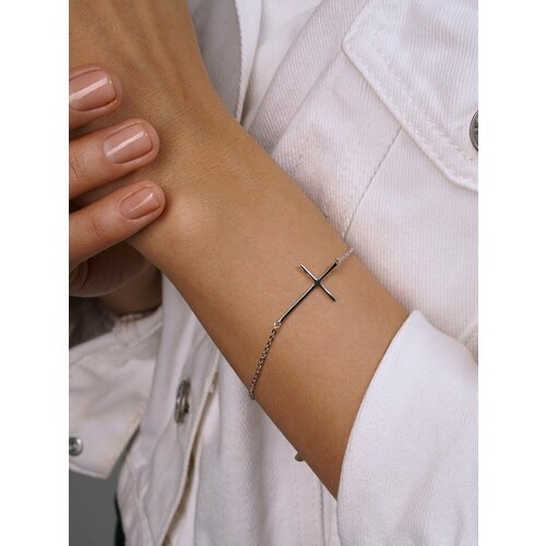 Браслет-цепочка SKAZKA Natali Romanovoi, серебро, 925 проба, родирование, длина 19 см.