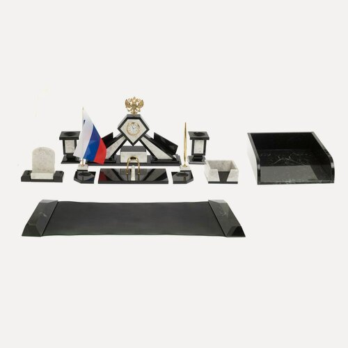 Изображение товара Настольный набор "Герб" из мрамора с лотком А4 и бюваром 126891
