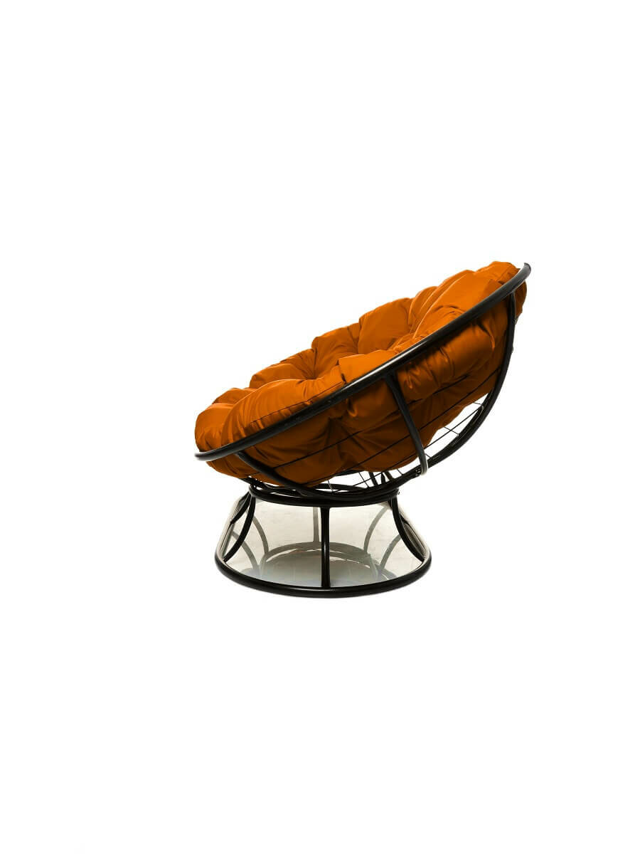 Диван мамасан без ротанга черное, оранжевая подушка - фотография № 5