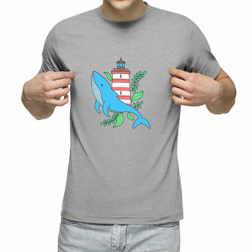 мужская футболка маяк и веселый кит l белый Футболка Us Basic, размер 2XL, серый
