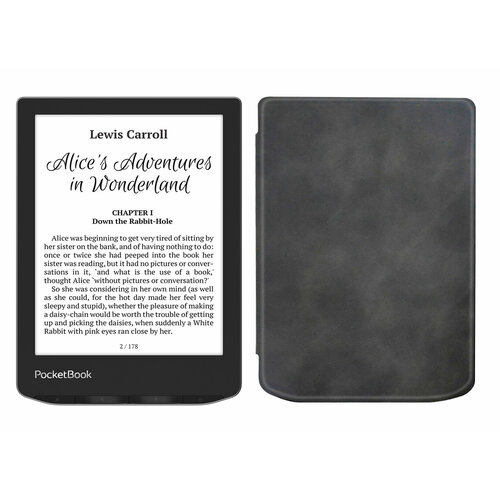Электронная книга PocketBook 629 Verse, серый с обложкой ReaderONE Black