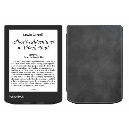Электронная книга PocketBook 629 Verse серый с обложкой ReaderONE Black 20480₽