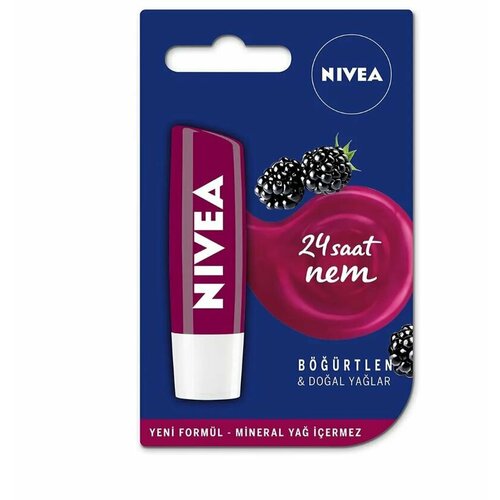 NIVEA Дневной уход за губами с натуральными маслами , аромат ежевики, 4,8 г