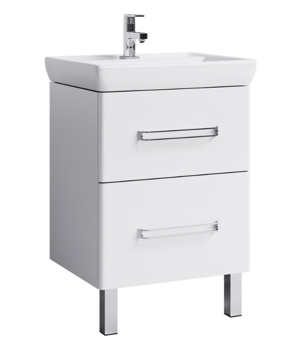 фото Aqwella Напольная тумба 60 Neo белый Neo.01.06 + умывальник Дрея Q60 191638 Aqwella