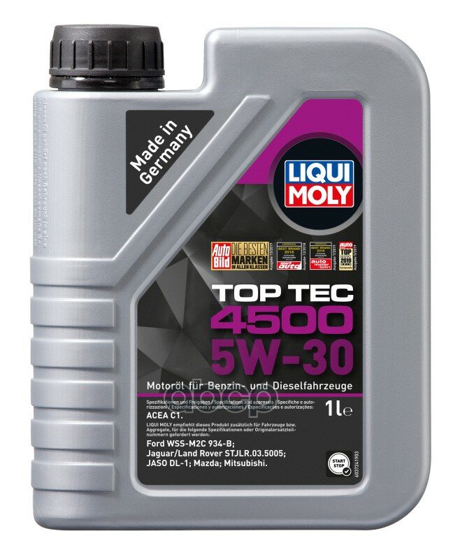 LIQUI MOLY Liquimoly 5W30 Top Tec 4500 (1L)_Масло Моторное ! Синт Acea C1-08: Ford Wss-M2c 934-B, Jaso Dl-1