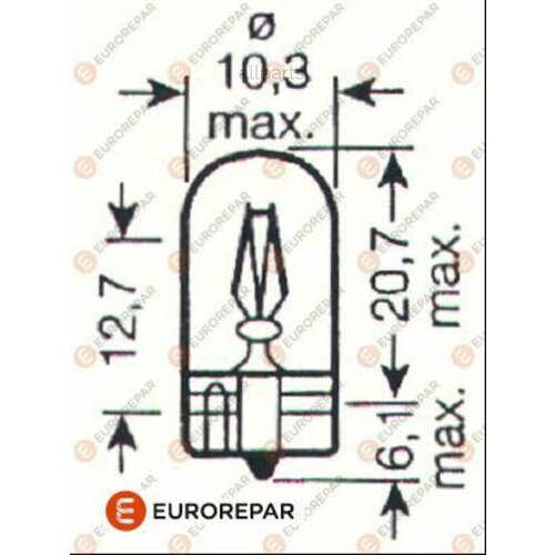 EUROREPAR 1616431580 Лампа накаливания W5W 12V 5W W2.1x9.5d