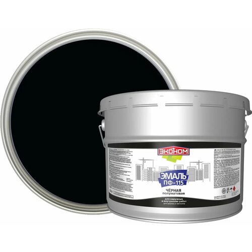 Эмаль ПФ-115 Эконом Л цвет черный 9 кг 4293₽
