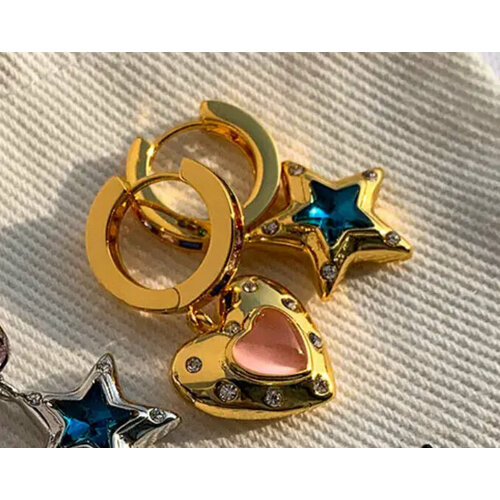 Серьги с подвесками , циркон, размер 13 мм, золотой