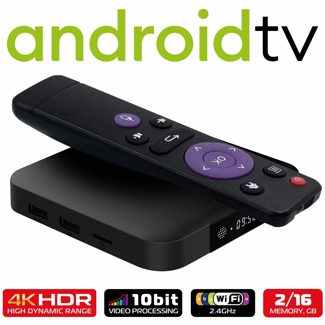 Медиаплеер IconBIT XDS 51K Android 4K Ultra HD Wi-Fi 24+5 Ггц USB 30 16 ГБ черный