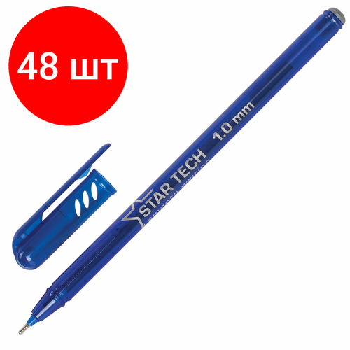 Комплект 48 шт, Ручка шариковая масляная PENSAN Star Tech, синяя, игольчатый узел 1 мм, линия 0.8 мм, 2260/12