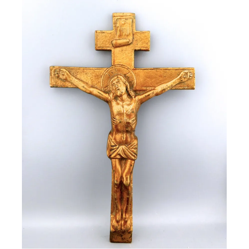 Крест напрестольный большой бронза позолота 19 век кольцо крест позолота с выборочным родированием 19 размер