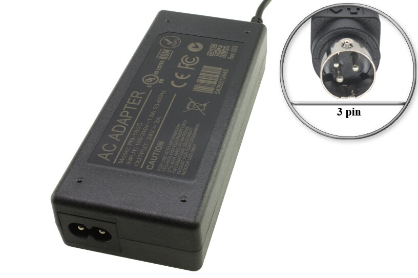 Адаптер (блок) питания 24V 2.5A - 3A 3pin (PS-180 PS-150 PS-170 M159B FJ-SW2402500 PN-180C) для регистратора (кассы) и др. устройств