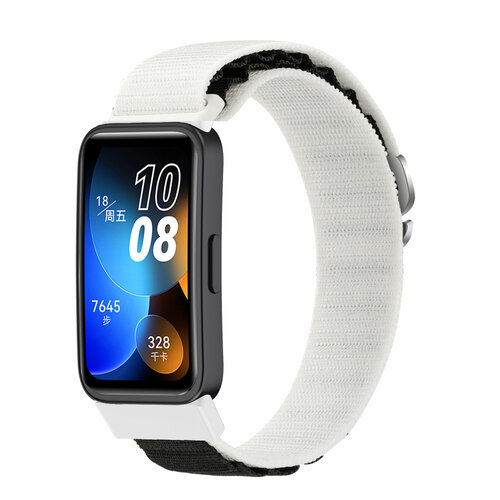 Нейлоновый тканевый ремешок Альпийская петля для фитнес-браслета Huawei band 9 / Huawei band 8, 03 черно белый